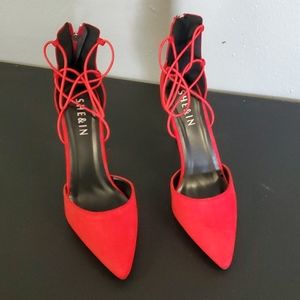 Red strapped heels